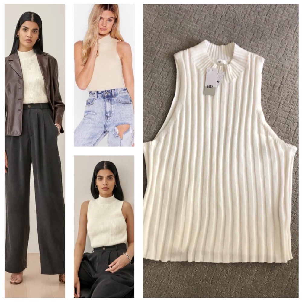 Knitted mockneck sleeveless top Size L